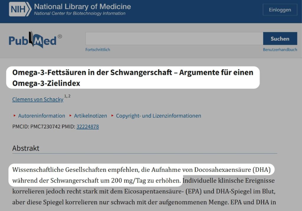 EPA DHA Omega-3-Fettsäurenindex in der Schwangerschaft