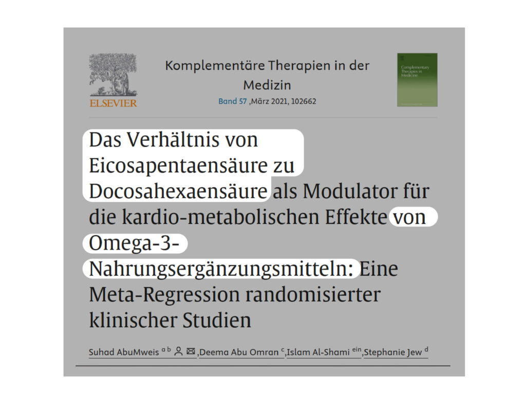 EPA DHA Studie zum optimalen Verhältnis von Omega-3-Nahrungsergänzungsmitteln