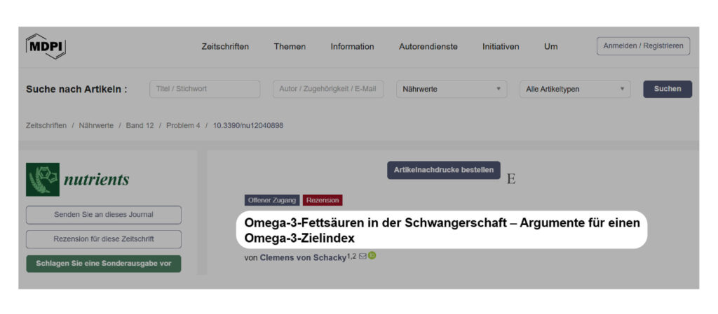 Omega 3 Wirkung Omega-3-Zielindex in der Schwangerschaft