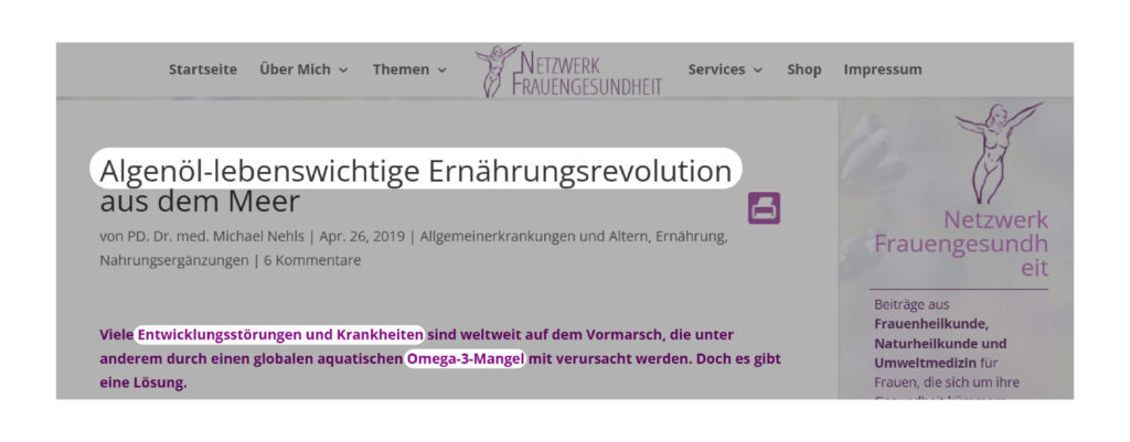 Algenöl oder Fischöl Netzwerk Frauengesundheit zu Algenöl